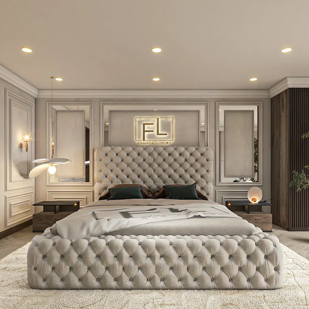 Ottoman Bed with hidden under-bed storage in a stylish bedroom setting.
