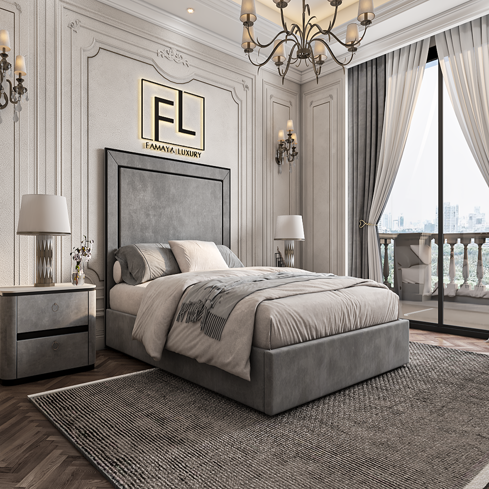 The Lapita Piped Low Foot Bed Frame - Famaya luxury beds