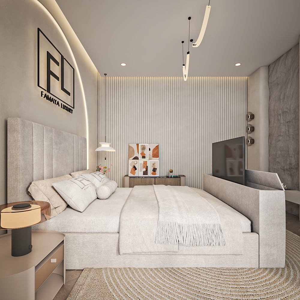 Aragon imperial upholstered bed frame with luxury headboard and clean modern bedroom look