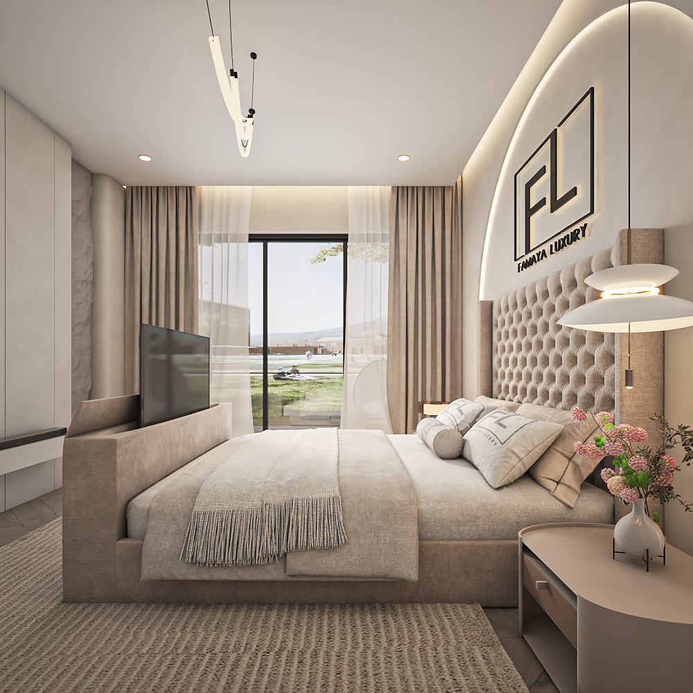 The Heritage tv bed upholstered bed showcasing button tufted design and refined interior style