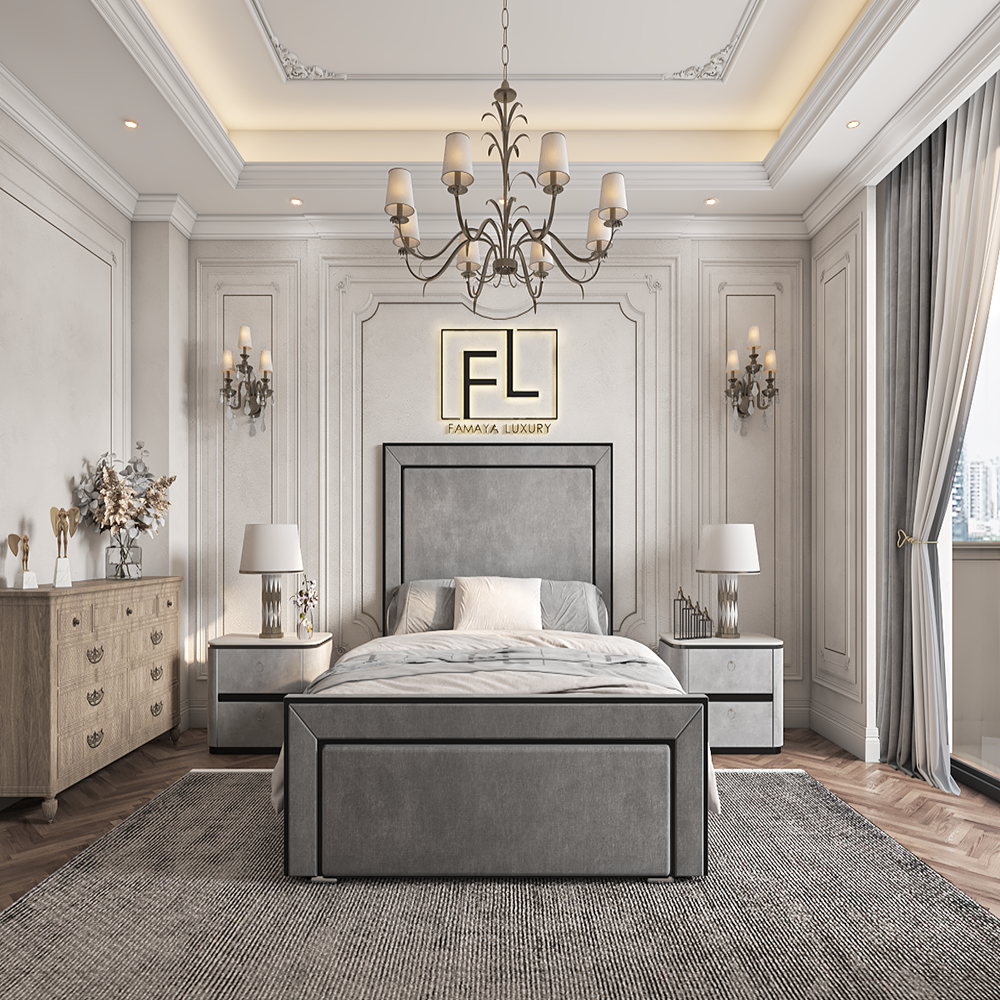 The Lapita Piped High Foot Bed Frame - Famaya luxury beds