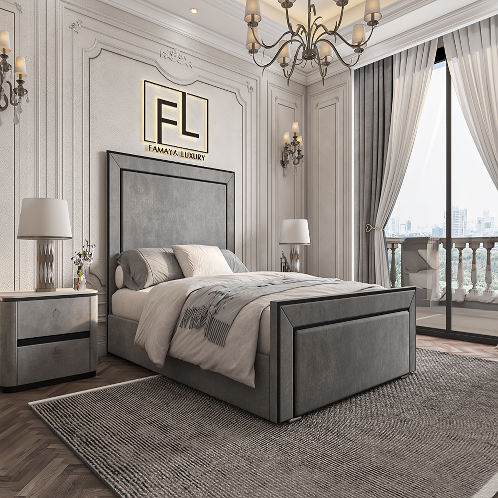 The Lapita Piped High Foot Bed Frame - Famaya luxury beds